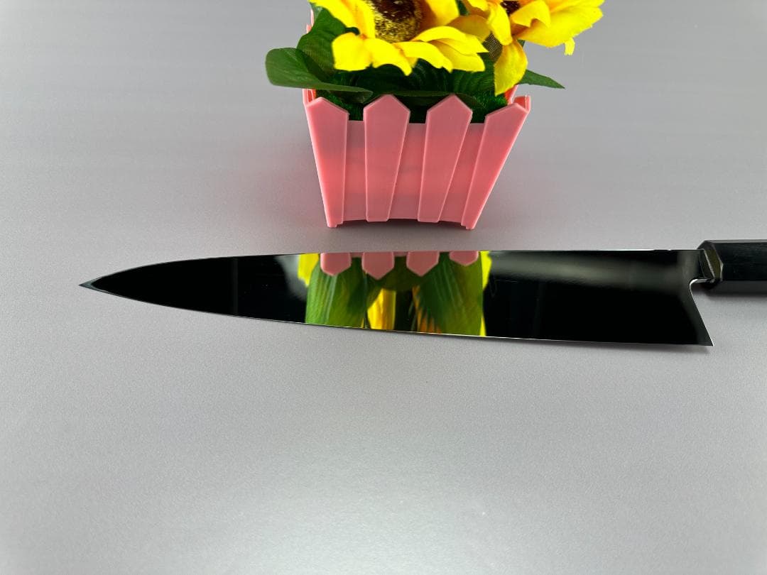 5571 身卸し包丁 9寸 ウルトラ鏡面仕上げ 刺身包丁 黒檀黒水牛角八角柄