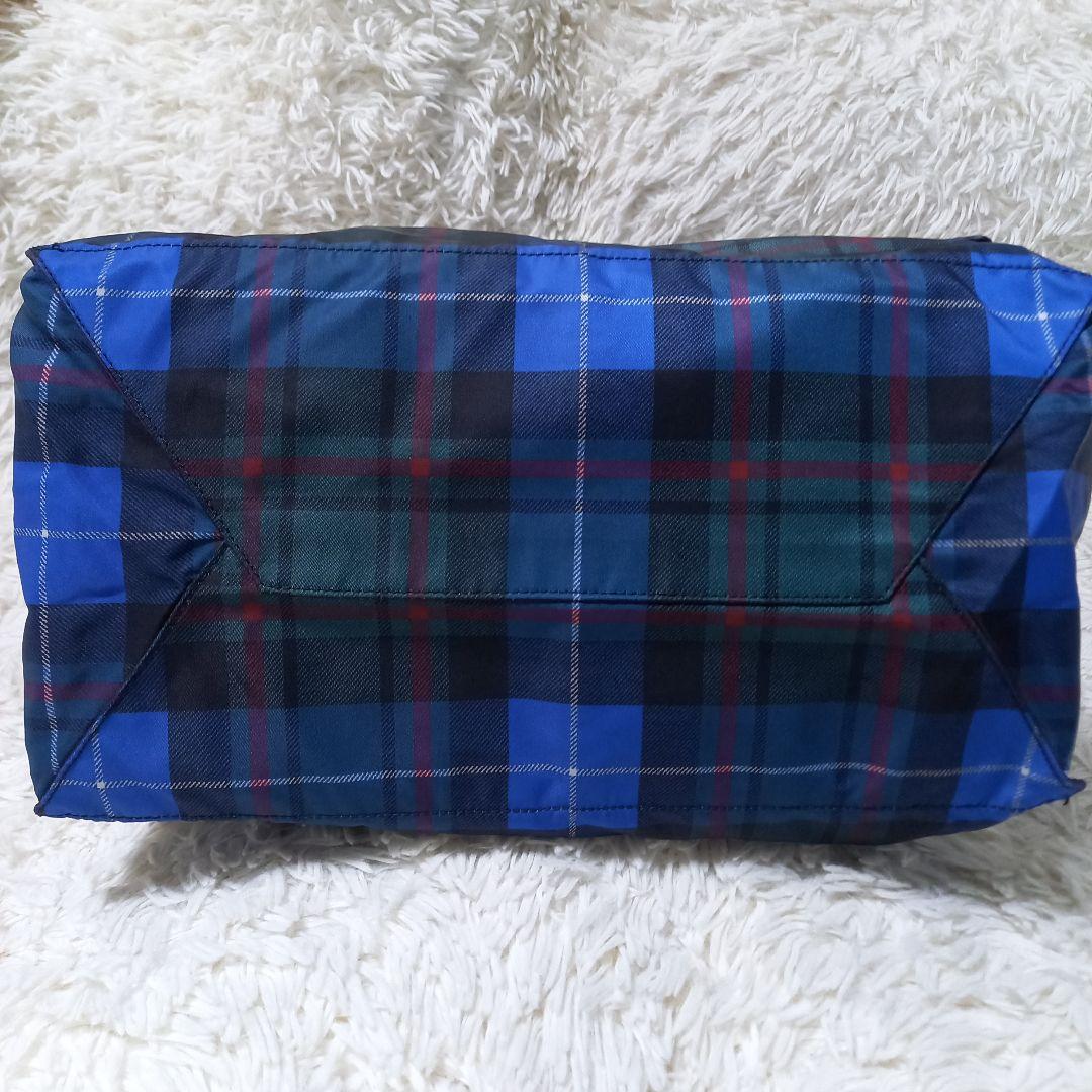 ●美品●　PRADA　チェック　マルチカラー　三角ロゴプレート　トートバッグ