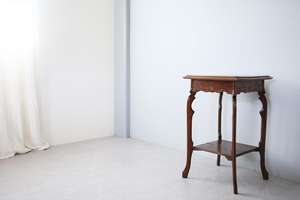 フランスアンティーク木製サイドテーブル/オケージョナル机/飾り棚(90-50)