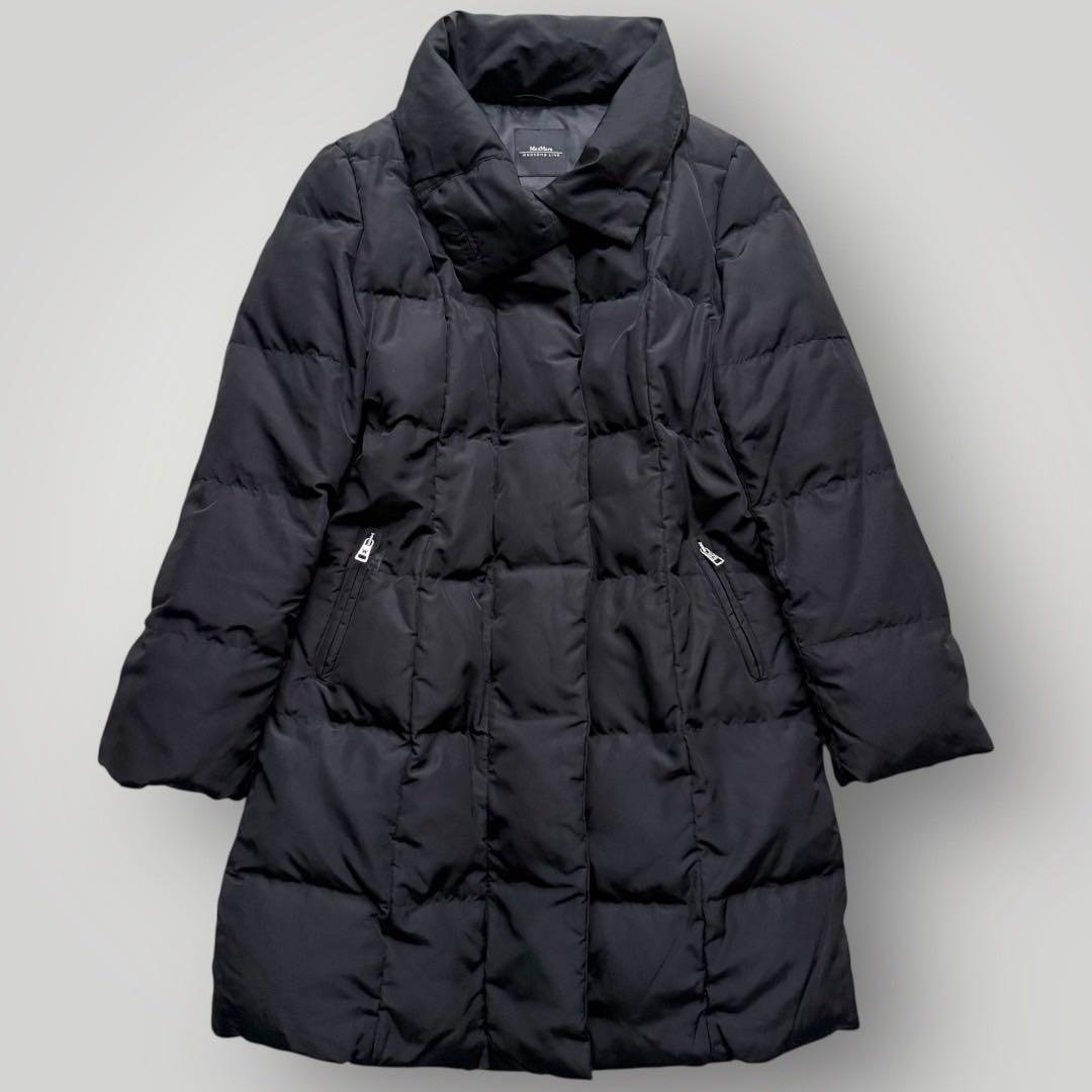 美品 Max Mara ロング ダウンコート Aライン 黒 ブラック　サイズ38