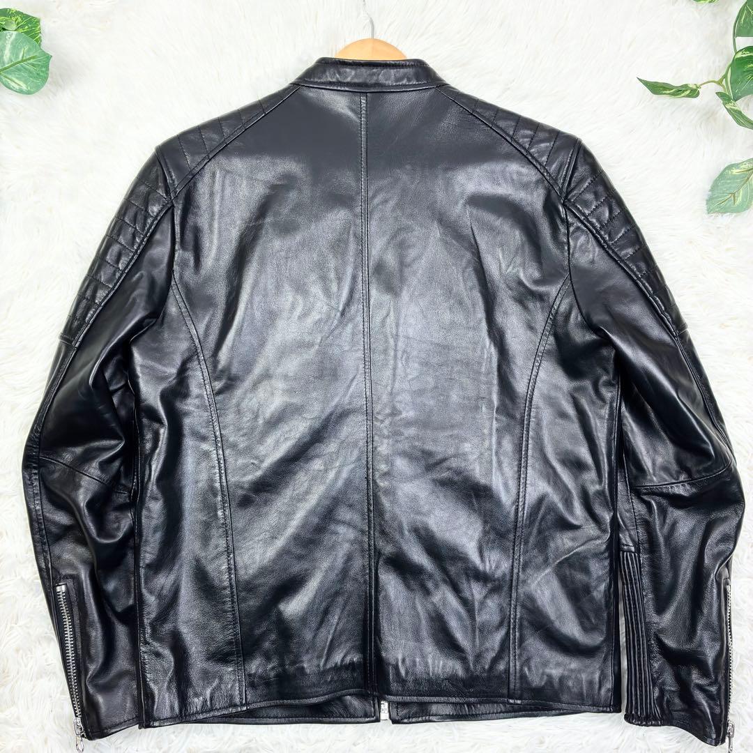 美品　ジャーレックス　本革　シングルライダース　レザージャケット　蛇腹　XL　黒