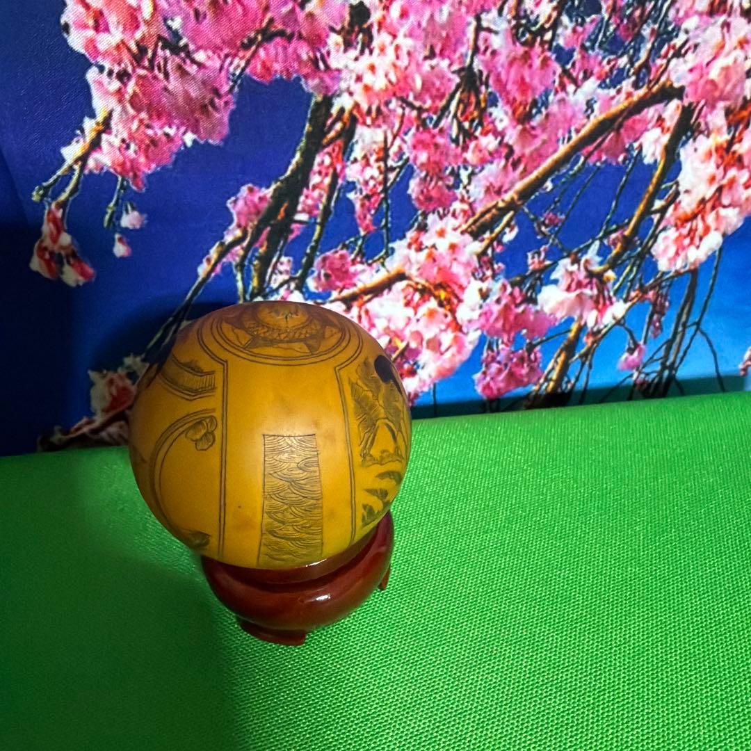 ひょうたん手彫り 仕女図 古美術 工芸品 飾り