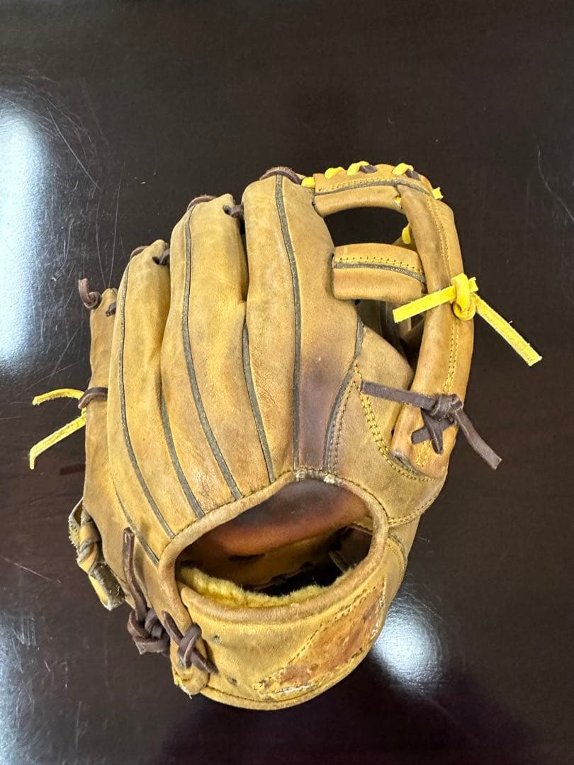 ミズノプロ ブラウン 硬式野球グローブ イエローアクセント