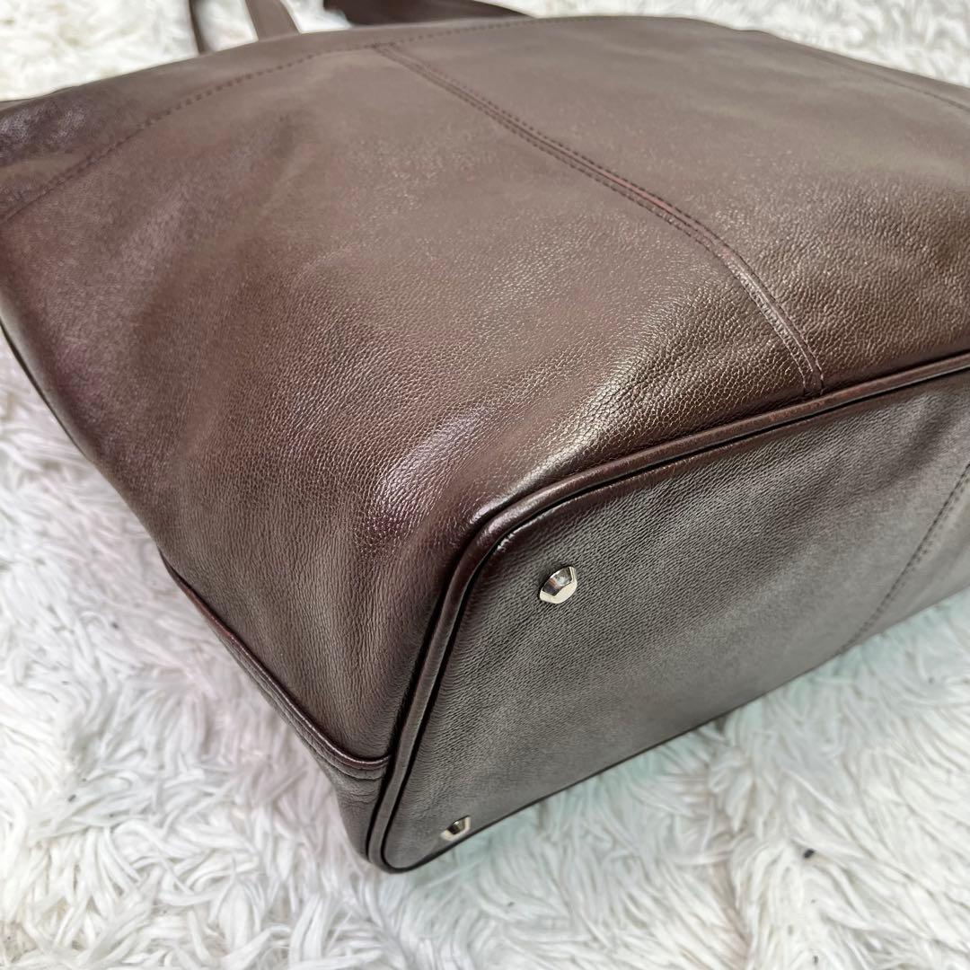 良品✨ポーター リンク メンズ レザー トートバッグ 大容量　A4収納 ブラウン