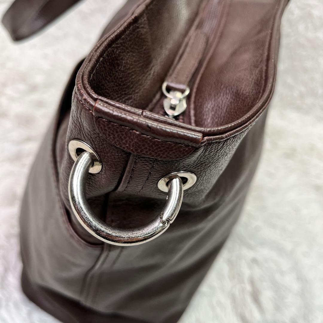 良品✨ポーター リンク メンズ レザー トートバッグ 大容量　A4収納 ブラウン