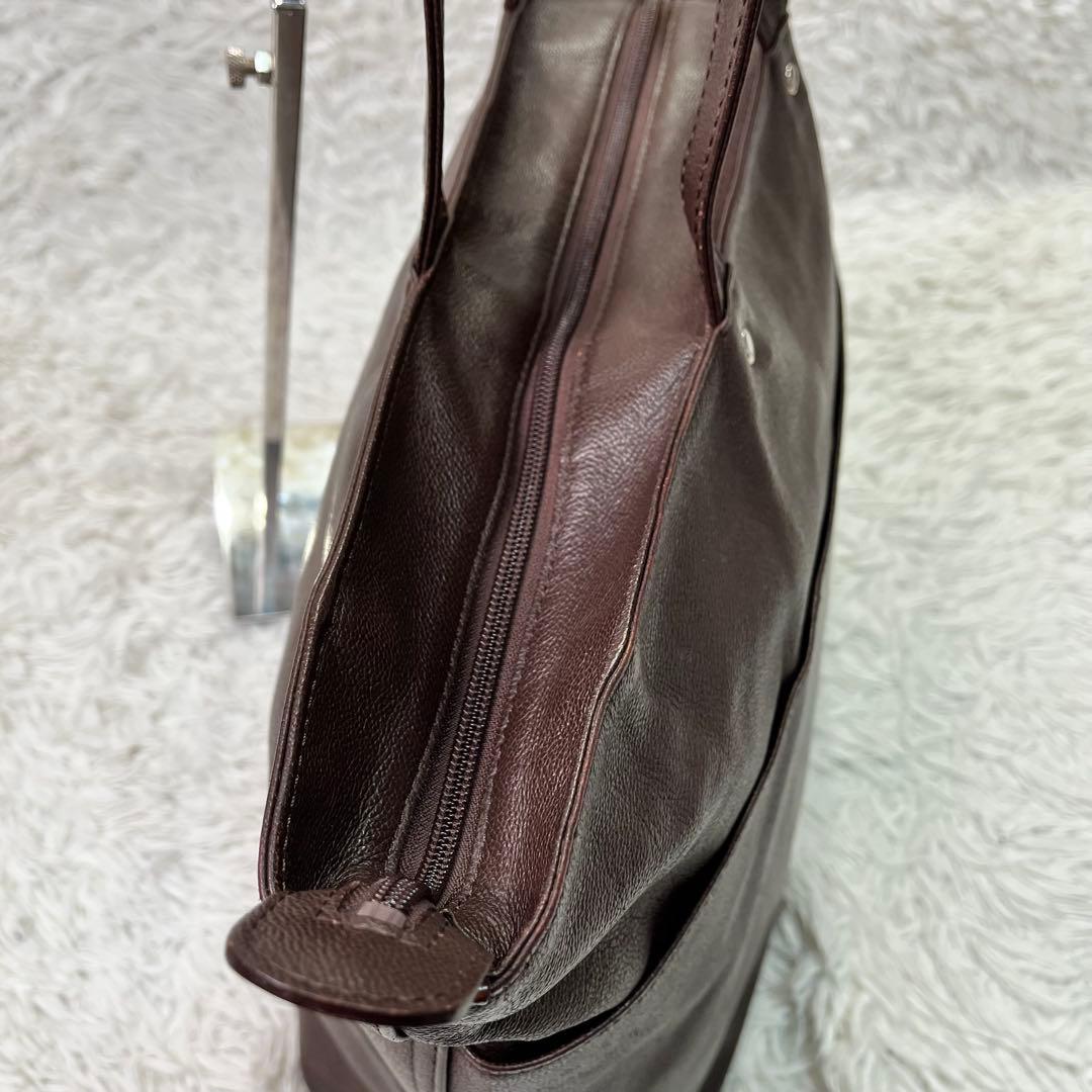 良品✨ポーター リンク メンズ レザー トートバッグ 大容量　A4収納 ブラウン