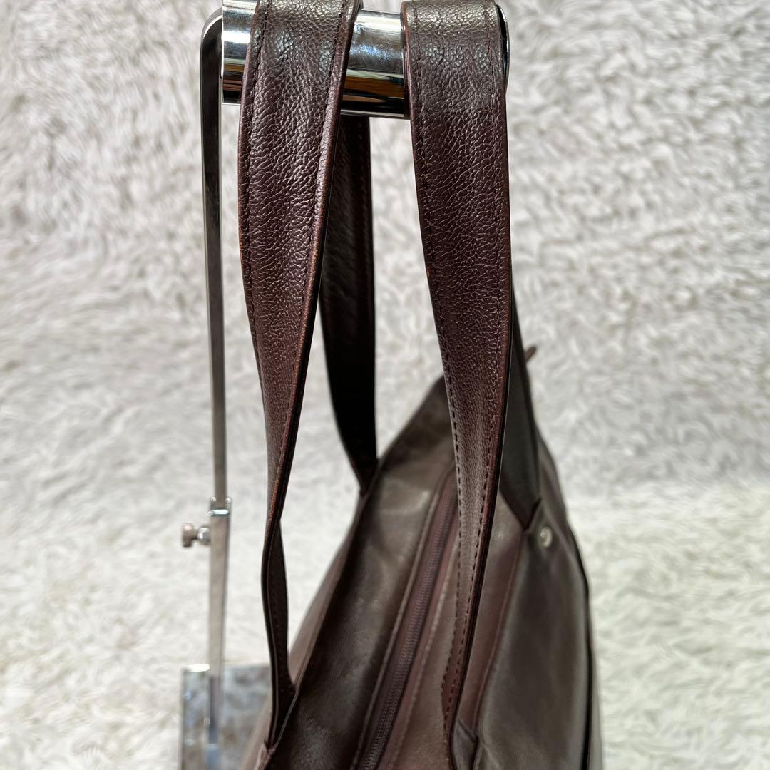 良品✨ポーター リンク メンズ レザー トートバッグ 大容量　A4収納 ブラウン