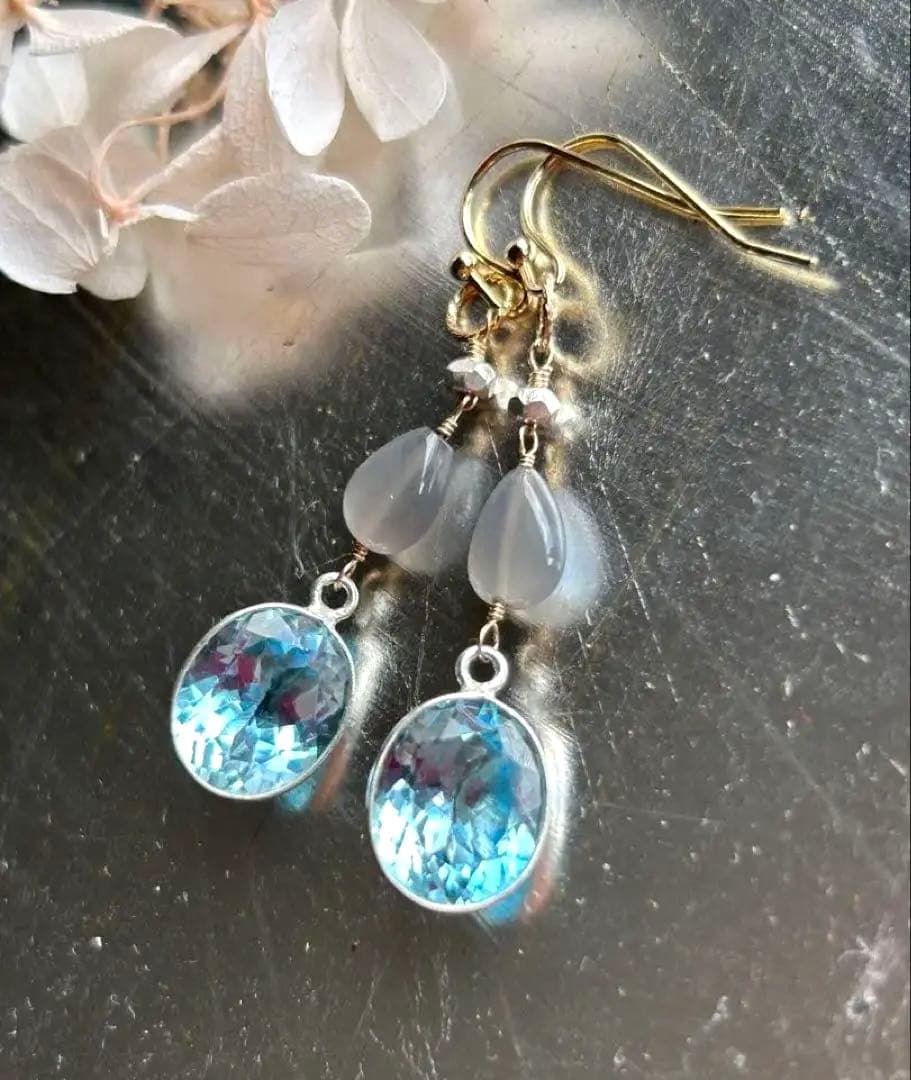 ブルートパーズルースsilver＆グレームーンストーン＆カレンシルバーチャーム他