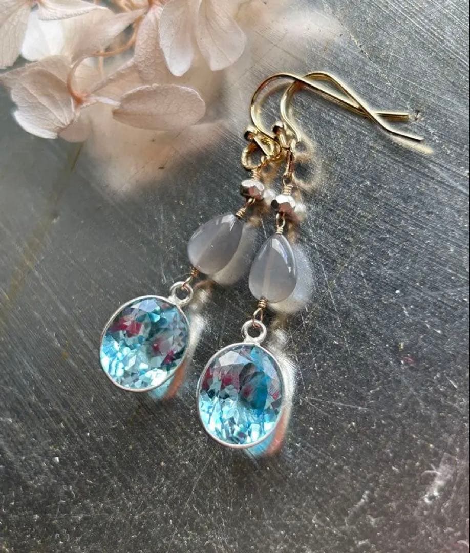 ブルートパーズルースsilver＆グレームーンストーン＆カレンシルバーチャーム他