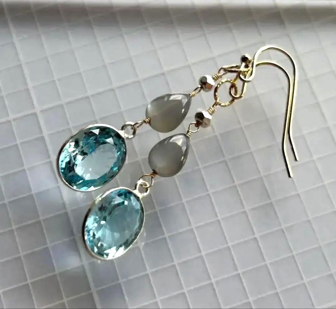 ブルートパーズルースsilver＆グレームーンストーン＆カレンシルバーチャーム他