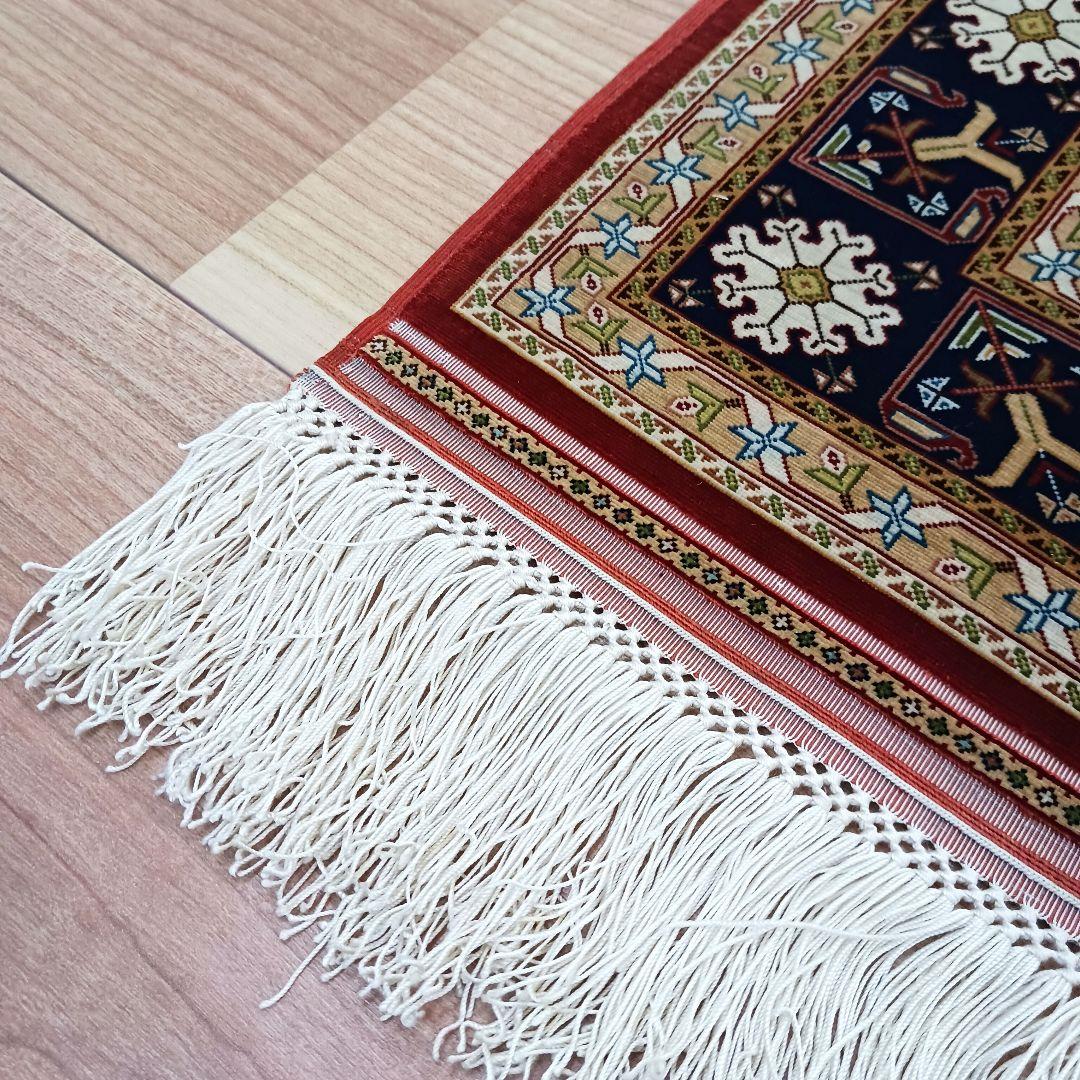 Y3284 トルコ絨毯 ヘレケ シルク100% 手織144万ノット 工房サイン