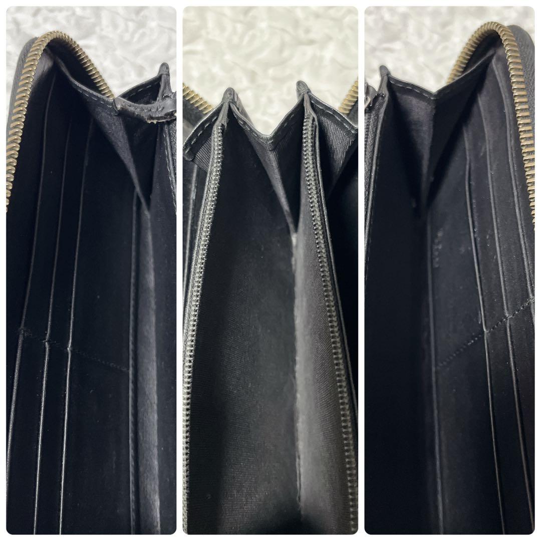 美品✨グッチ 長財布 ラウンドファスナー マイクロシマ レザー エンボス 型押し