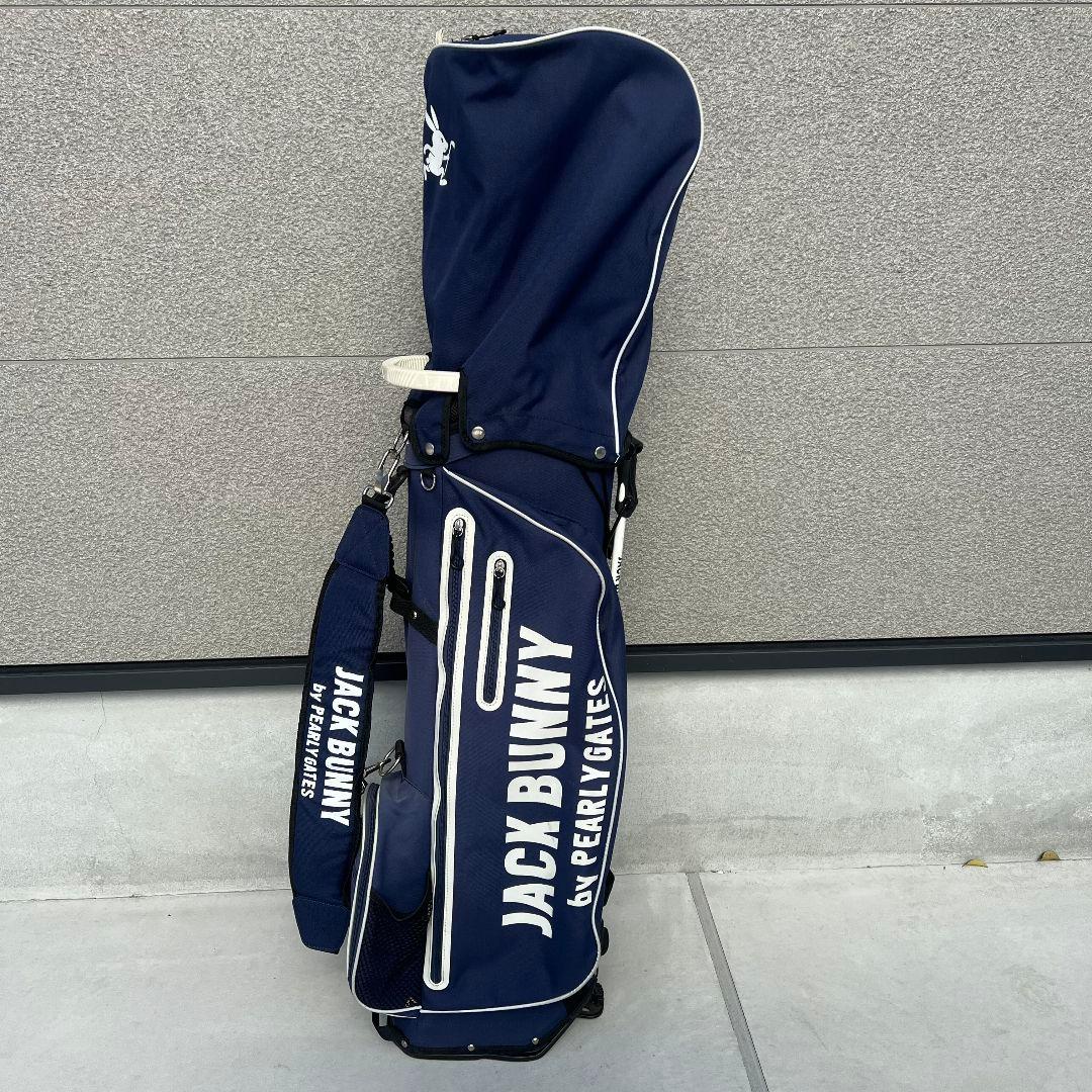 ジャックバニー　キャディバッグ パーリーゲイツ　ロゴ　ゴルフ　スタンド　紺色
