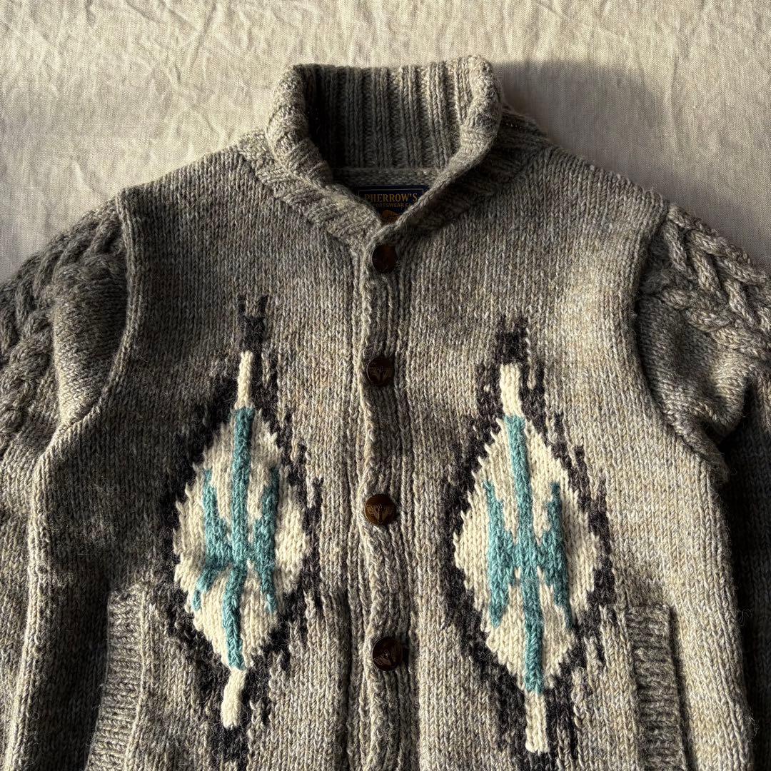 Pherrow's フェローズ カウチン カーディガン グレー ネイティブ L