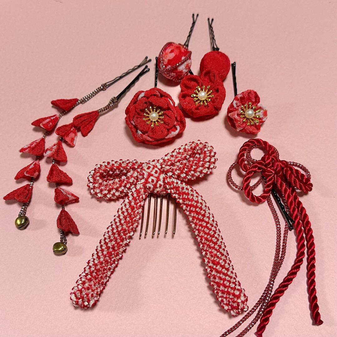 七五三 着物 女の子 KAGURA セット 草履風スリッポン 髪飾り