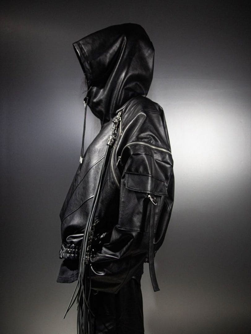 【DIG YOUR OWN GRAVE】LEATHER ZIP HOODY