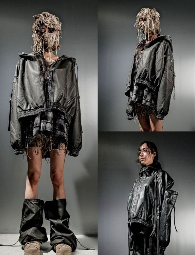 【DIG YOUR OWN GRAVE】LEATHER ZIP HOODY