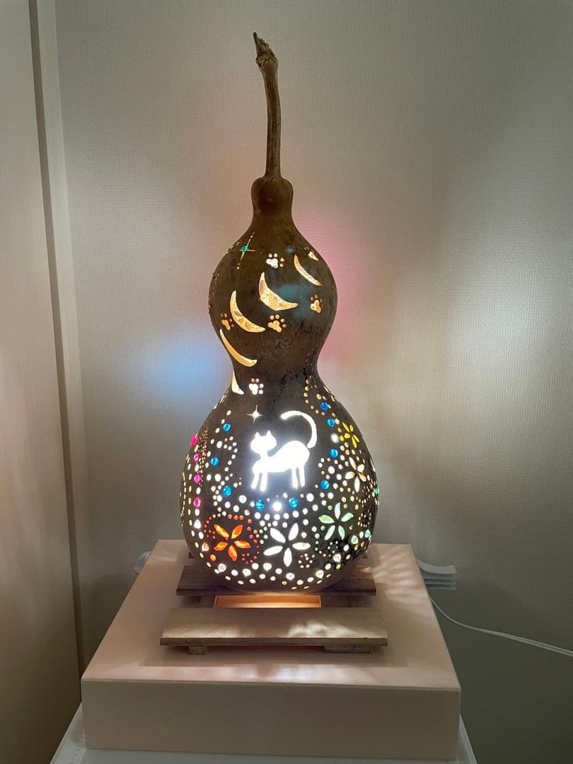 ひょうたんランプ　月と猫