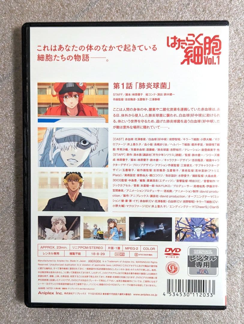 はたらく細胞　DVD　レンタル　アニメ　8本セット