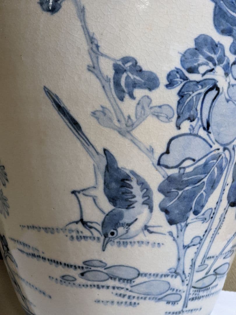 ⭐枯淡！江戸時代 染付花鳥紋様壺 瓶 古美術品 コレクション骨董品アンティーク