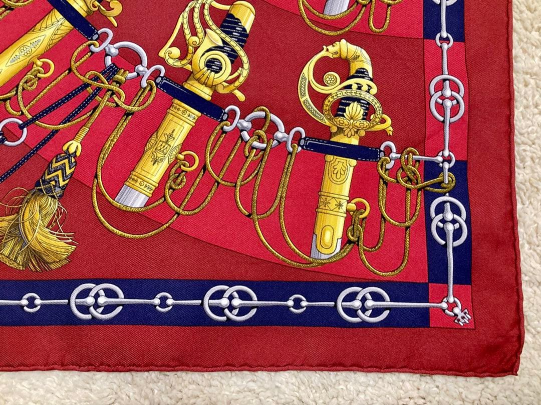 【美品】エルメス HERMES スカーフ プチカレ ボルドー　CLIQUETIS