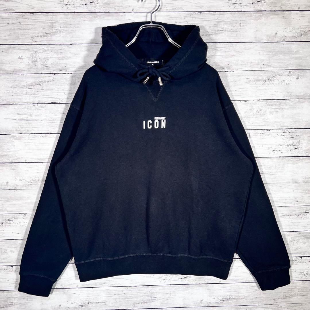『希少サイズ』　ディースクエアード パーカー　ICON 大人気　黒　【XL】