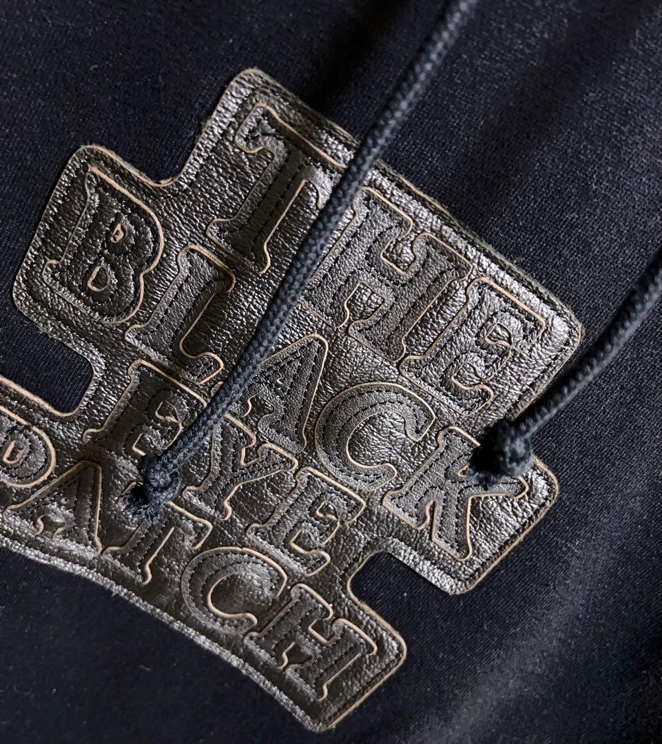 black eye patch ブラックアイパッチ レザー ロゴ パーカー M