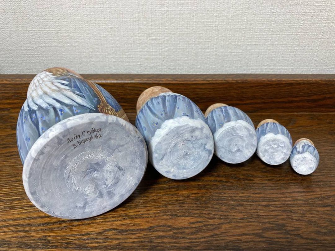 ロシア雑貨☆天使マトリョーシカ『Harpハーブ』(5P)バルスコワ作リダ工房