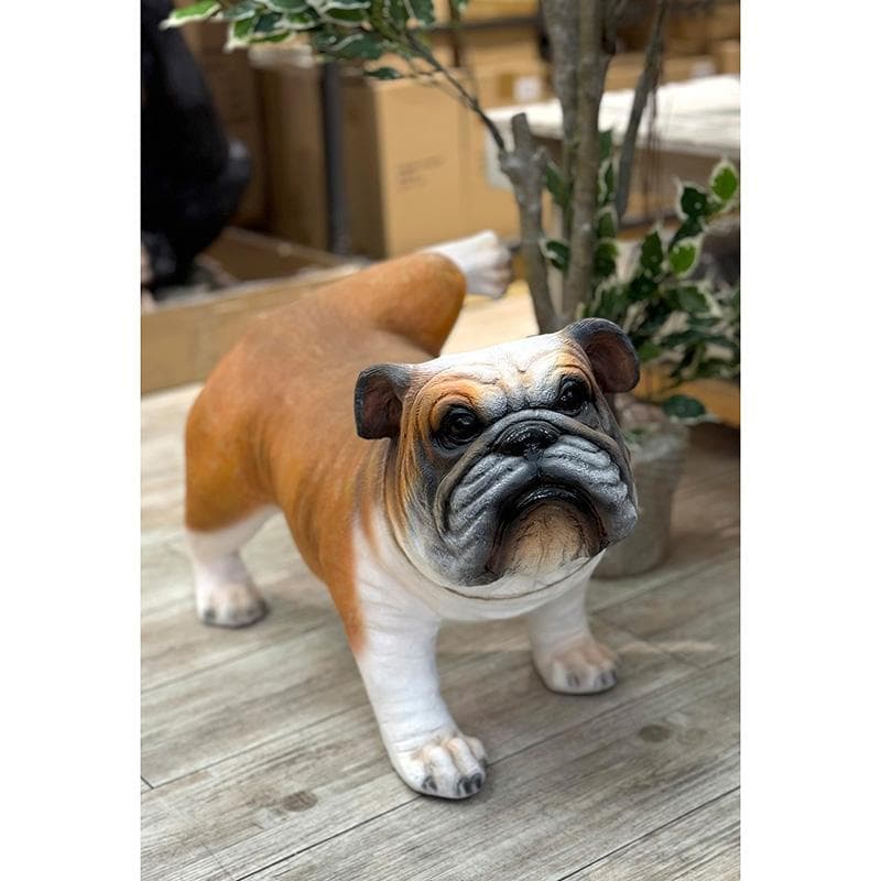 ★樹脂製 ブルドッグ 犬 イヌ リアル フィギュア オブジェ 置物
