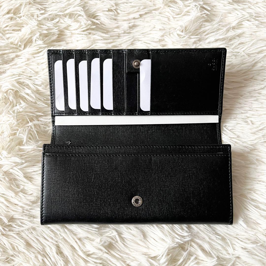 未使用✨グッチ インターロッキング 長財布 二つ折り 本革 ブラック 黒