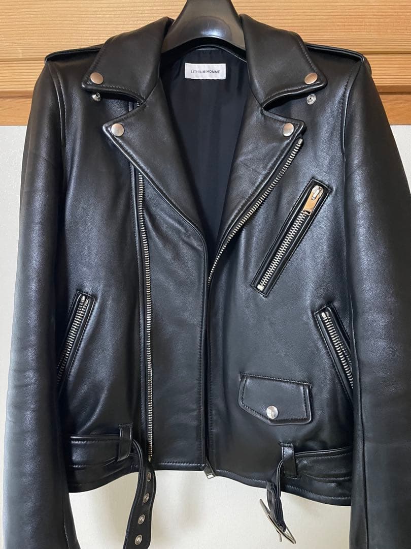 LITHIUM HOMME ブラックレザーライダースジャケット