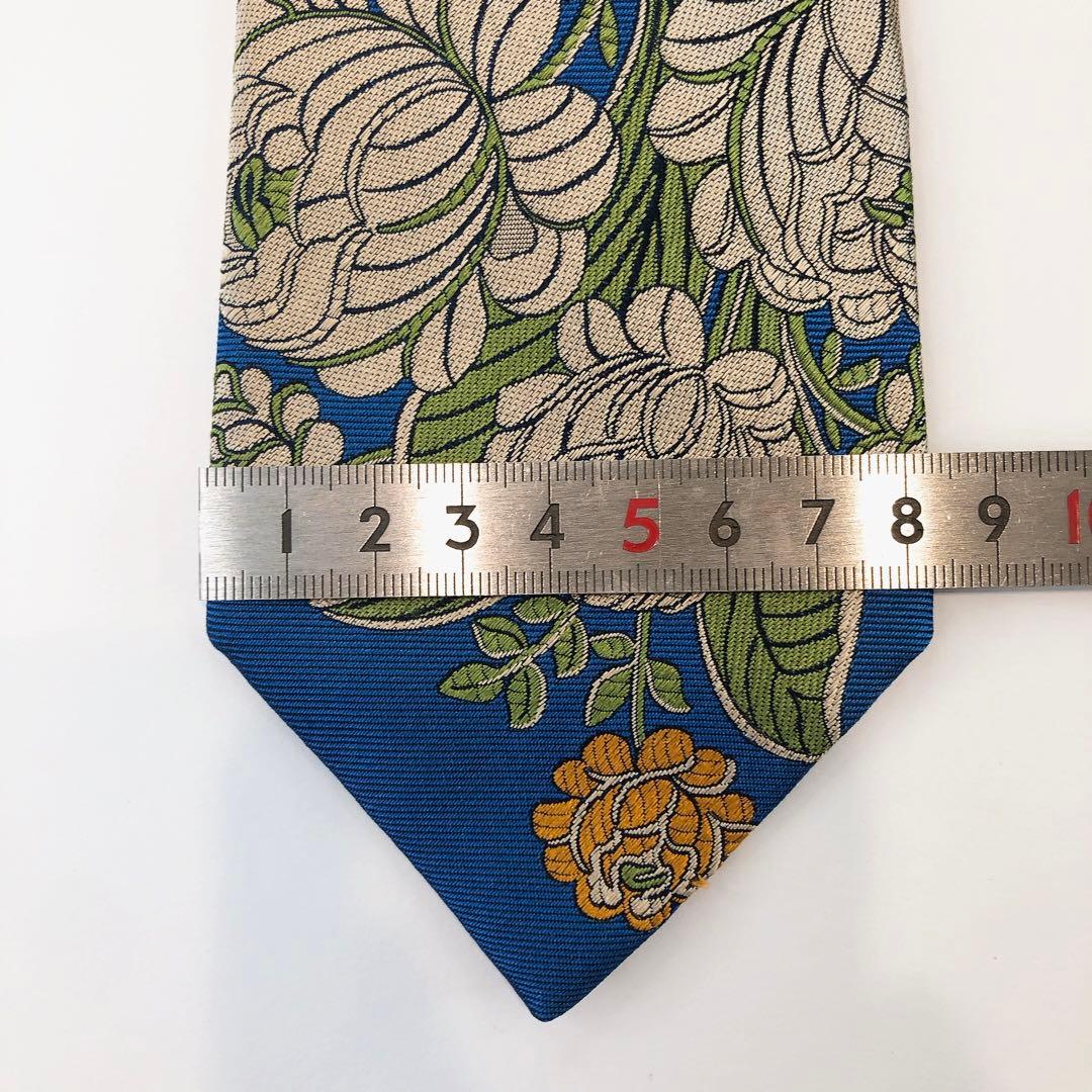 【極美品】ポールスミス ネクタイ 花柄 ブルー系