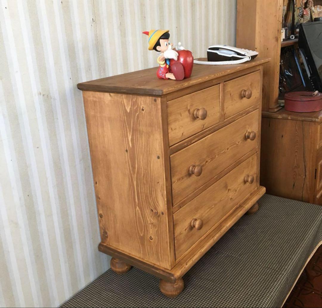 カントリーチェスト　パイン材　オールドパイン風フレンチカントリー調　ハンドメイド