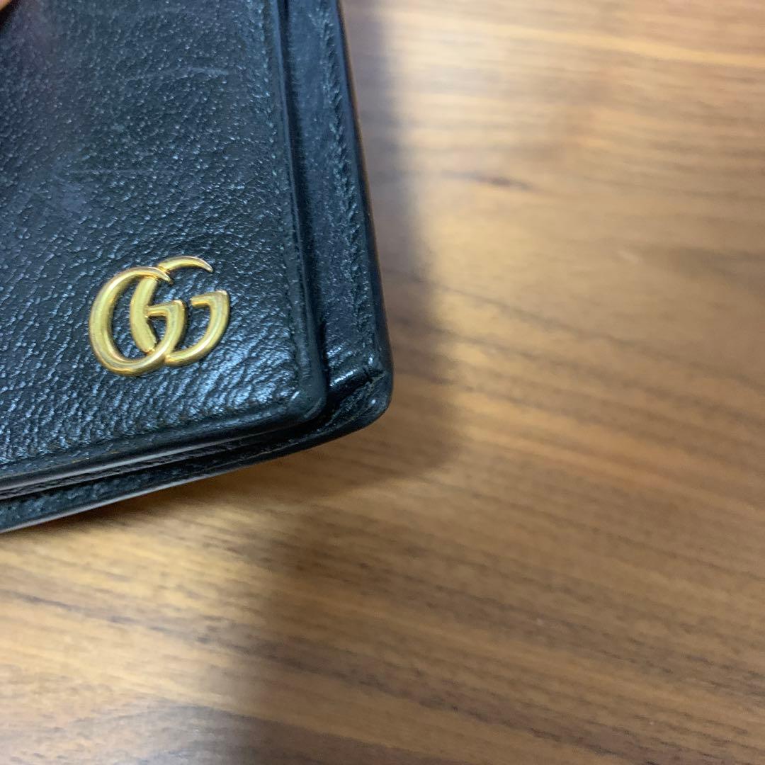 GUCCI グッチ GGマーモント レザー ロング ブラック 皮 財布 黒