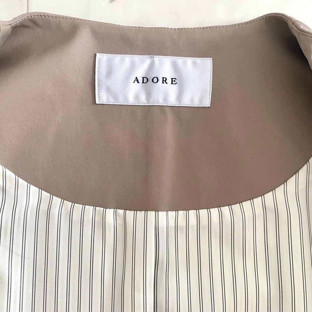 極美品 アドーア ADORE ドライコンパクトノーカラーコート ベージュ 38