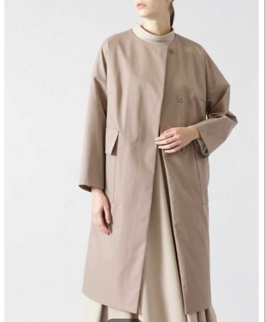 極美品 アドーア ADORE ドライコンパクトノーカラーコート ベージュ 38