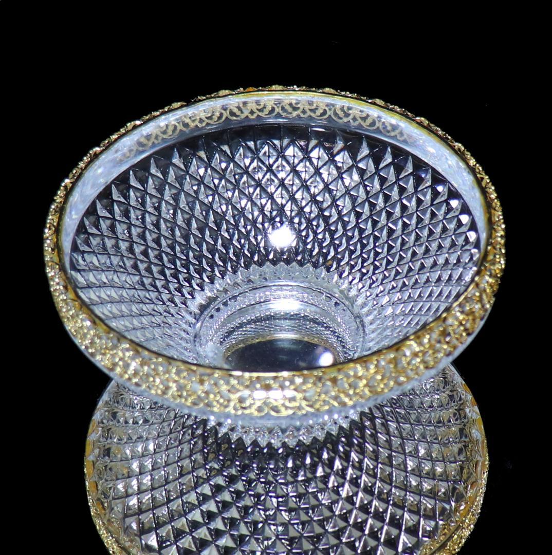 オールド・バカラ 稀少名品 金装飾切子硝子 小鉢 ボウル ディアマンビゾー 向付