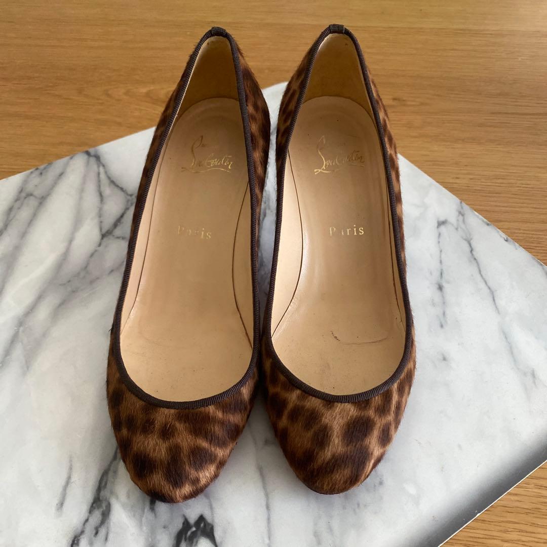 ルブタン　ハラコ　レオパードパンプス37