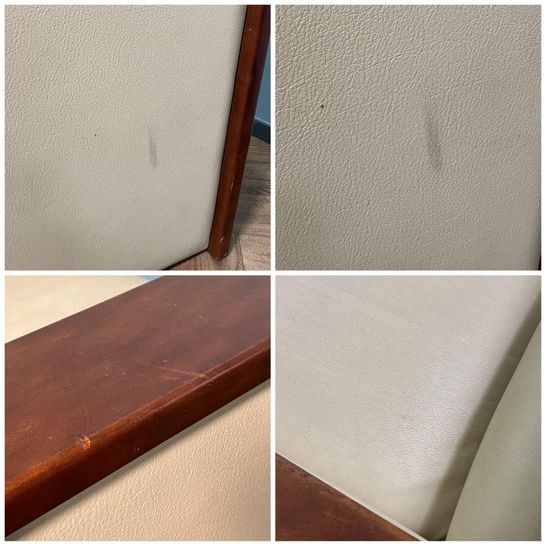 ♦︎maruni ♦︎マルニ 三人掛け　昭和レトロ ソファー 革　木目調