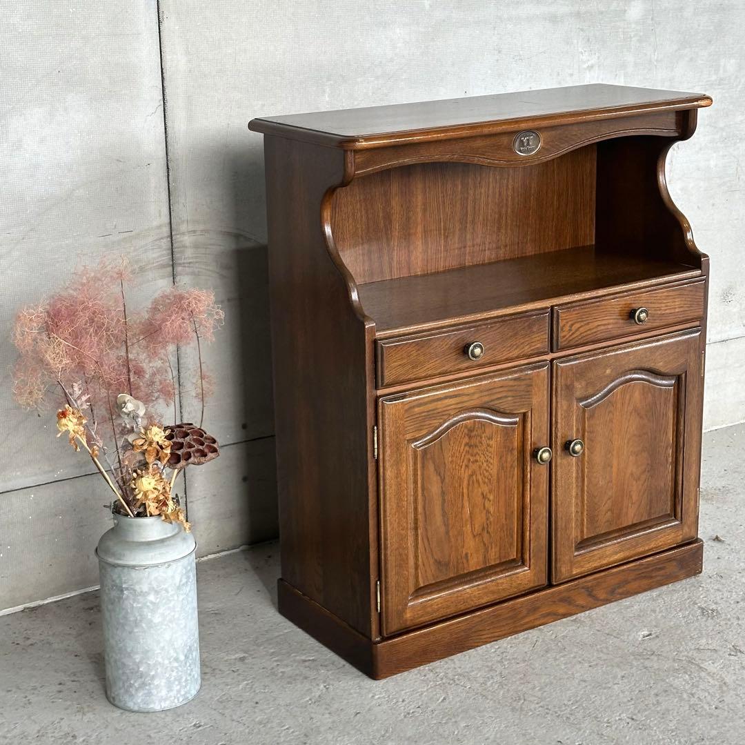 カリモク コロニアル 電話台 FAX台 引き出し2杯 観音扉付き収納ヨークタウン