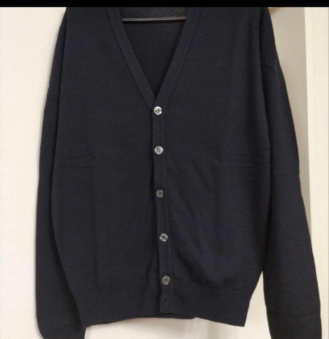 JOHN SMEDLEY ネイビー Vネック カーディガン L