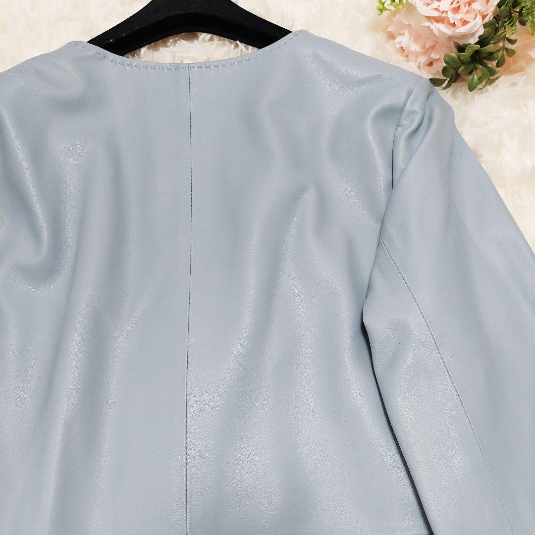 極美品 自由区 羊革 ラムレザー ノーカラージャケット 40