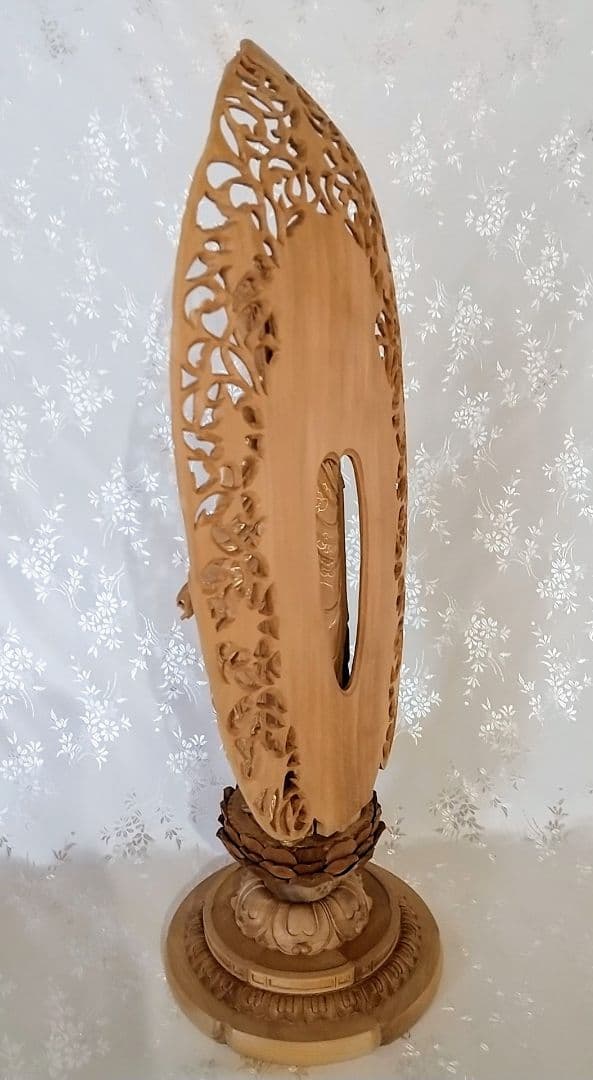 阿弥陀如来立像【大】7寸 #530 宝相華唐草 透かし彫り ◆白檀 木彫 仏像