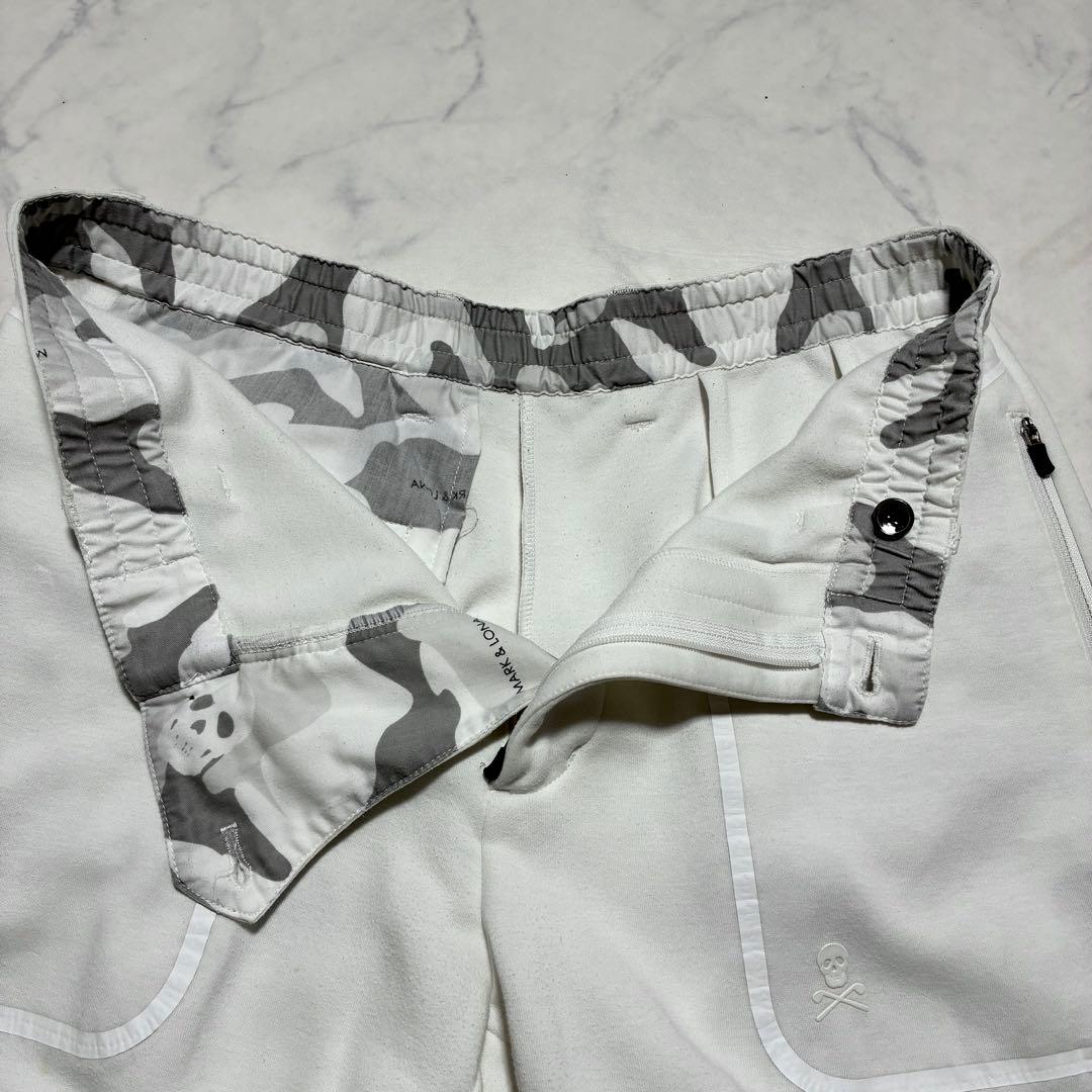 MARK＆LONA ゴルフパンツ スウェット ロゴ スカル カモフラ 白 L