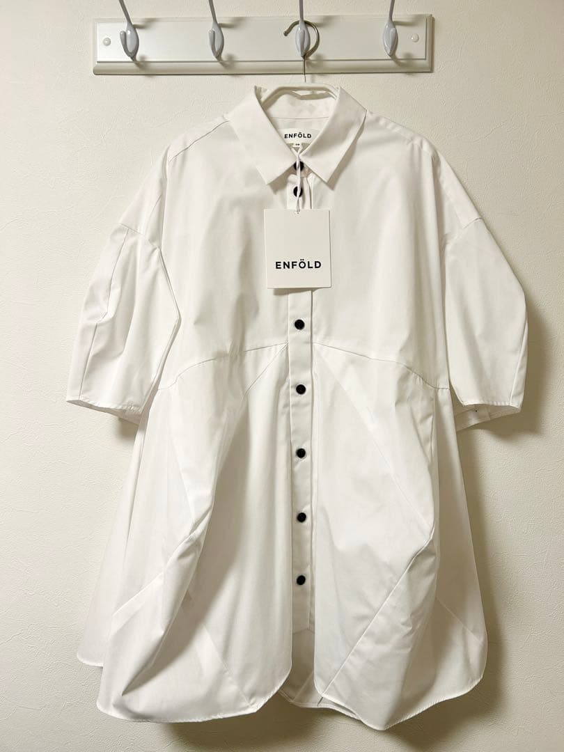 新品　ENFOLD HALF‐SLEEVES SHIRT ホワイト　サイズ38
