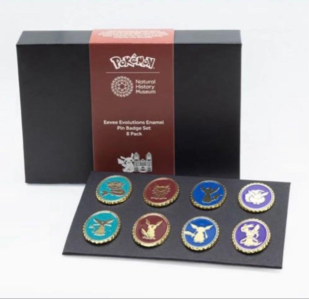 ポケモン　イーブイ　ロンドン自然史博物館限定　エナメルピンバッジ　8個セット