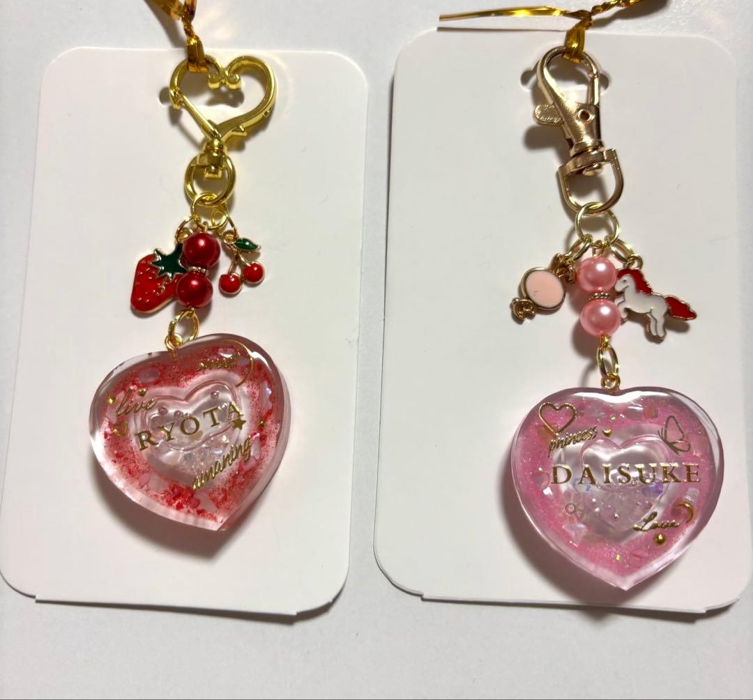 Man レジンキーホルダー ダブルハートシェイカー