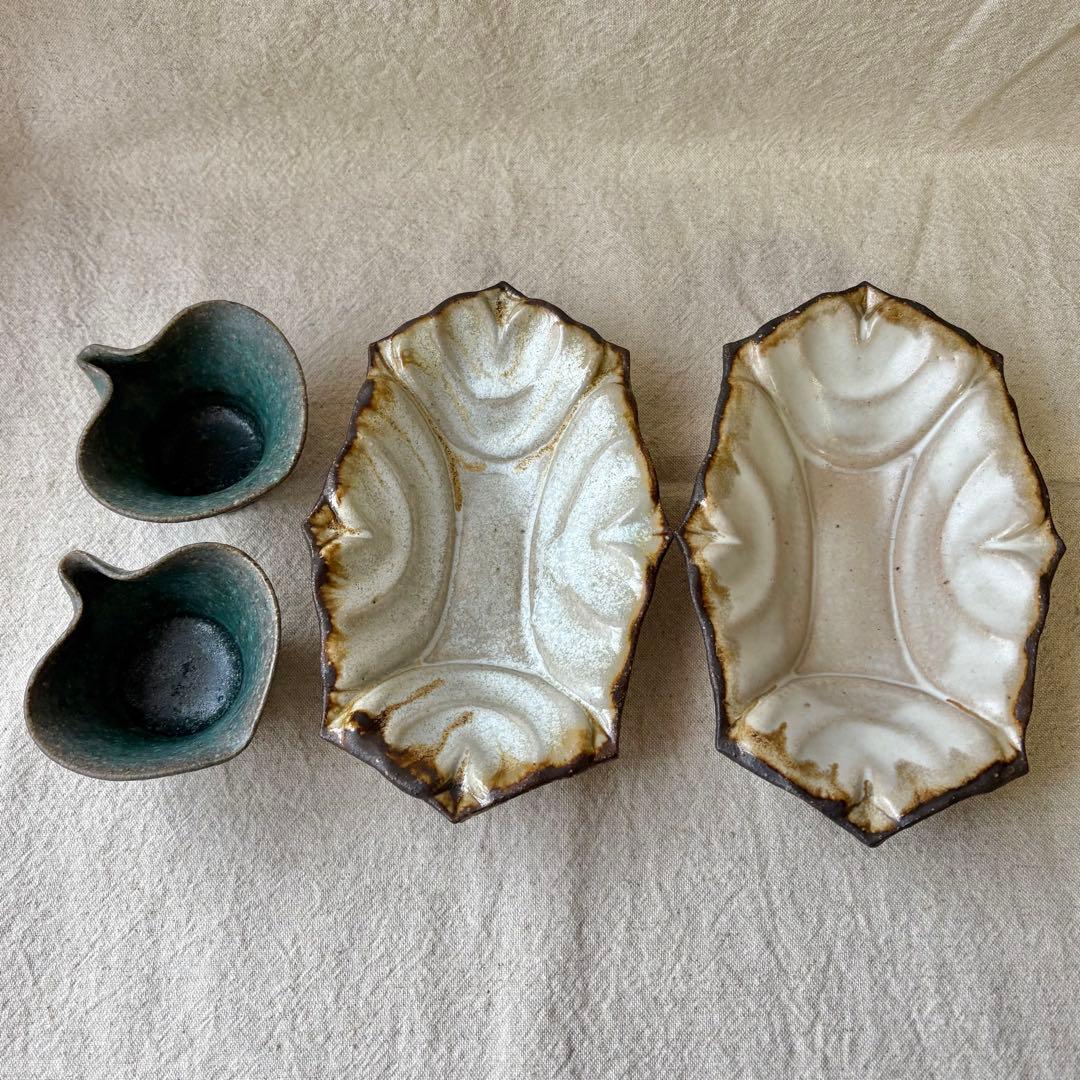 藤原純 4点セット ハート鉢 ブルー小鉢 作家 器