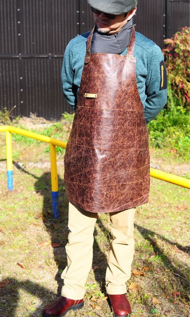 本革　エプロン　美容師向け　DIYバーベキュー