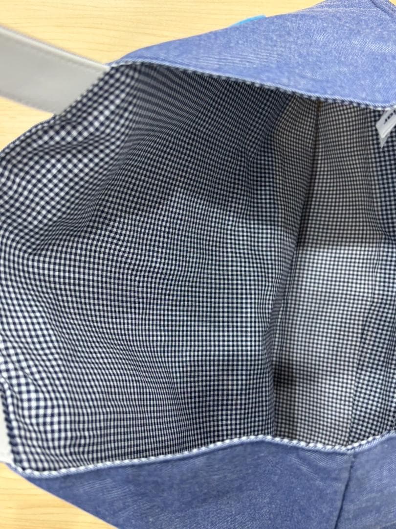 【美品】familiarファミリア70周年　マチ付き　デニムバッグ　神戸本店限定